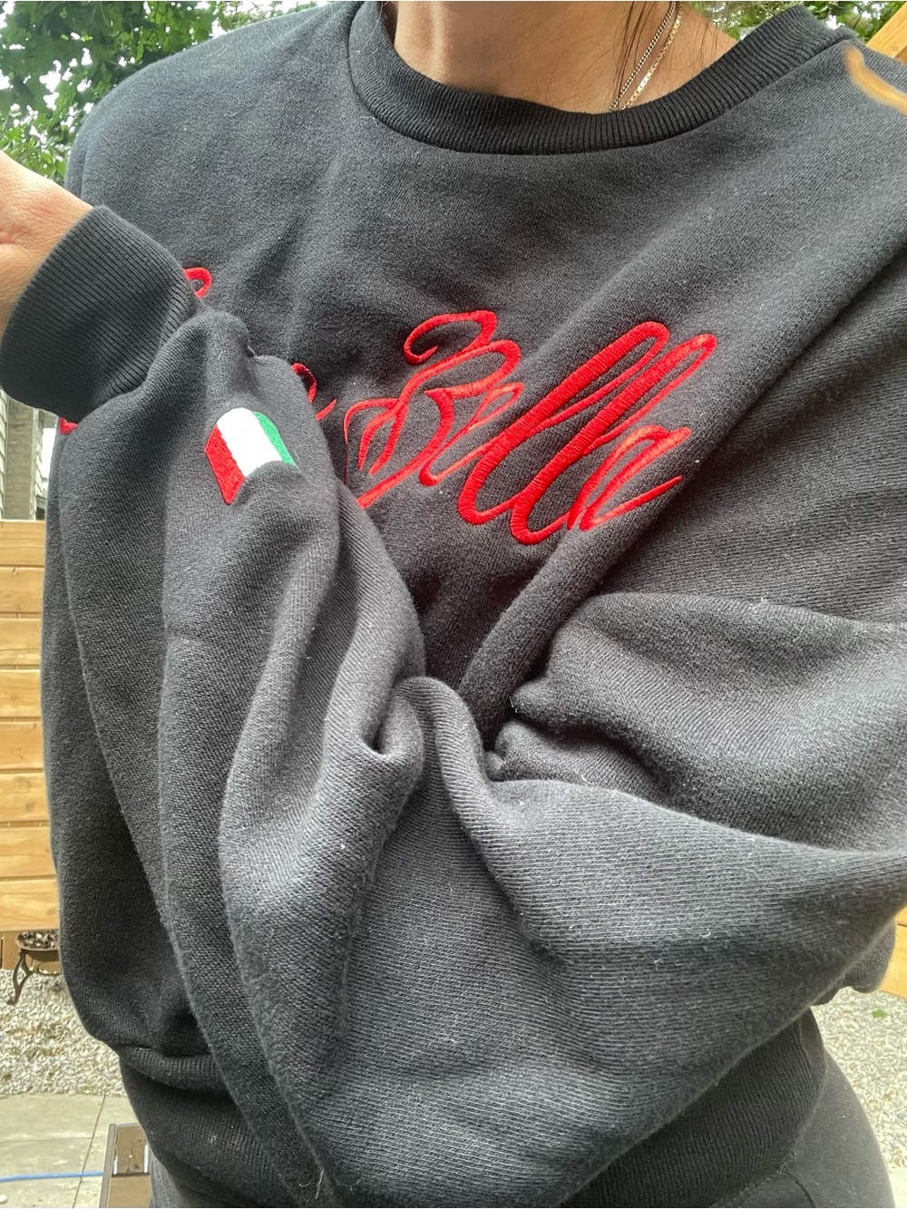 Organic Generation Italy “Ciao Bella” Cotton Classic Black Crew Sweatshirt
